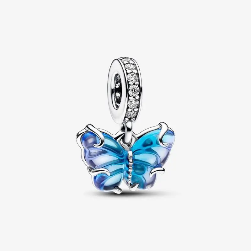 Blue Murano Glass Butterfly Dangle Charm